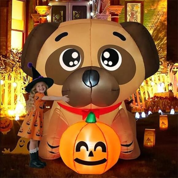 5 FT Halloween Inflatables Dog Outdoor Yard Decorations...